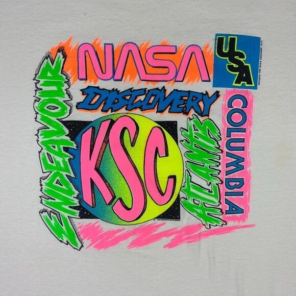 Vintage Hanes 90's Graphic Shirt Nasa Colorful Adult Extra Large Short Sleeve - Picture 5 of 15